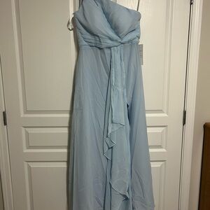 Strapless Sky Blue Chiffon Evening Dress